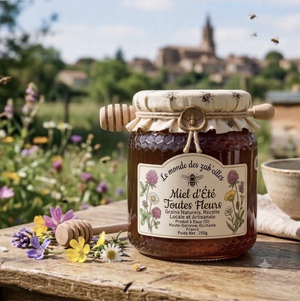 Miel d'Été Toutes Fleurs Artisanat Français - Récolté en Occitanie 1 miel d'été - Le monde des zab'eilles - Boutique en ligne